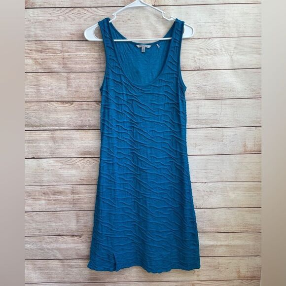 TOAD & CO SAMBA WAVE TEXTURED TANK DRESS IN TURQUOISE - Picture 1 of 5